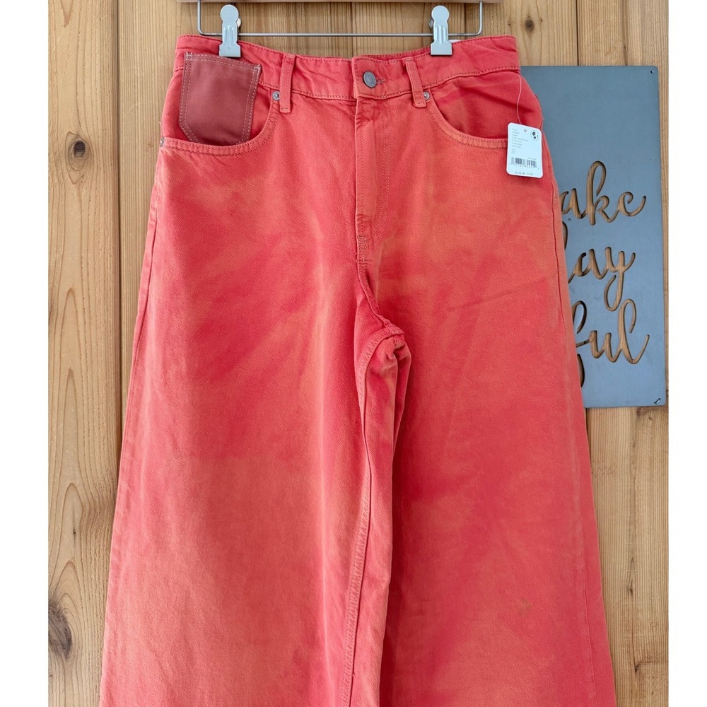 We The Free Waterfalls Baggy Wide-Leg Jeans in Orange Size 27 - Picture 9 of 13